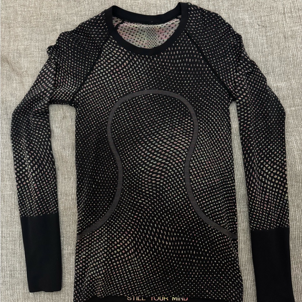 Black Mesh Long Sleeve Top